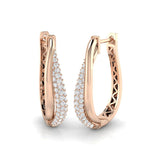 1.00 Carat Natural & Lab-Grown Round Cut Diamond Hoop Earrings | Pavé Setting