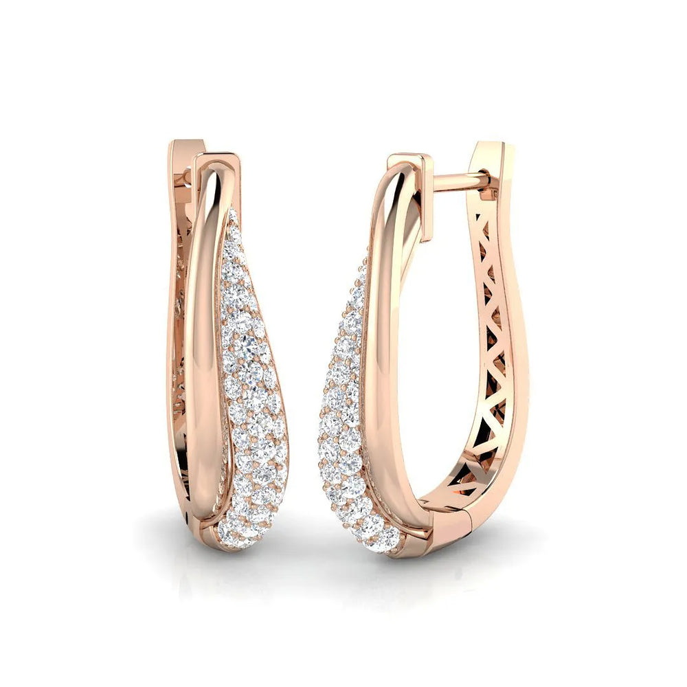 Hoop Earrings - 0.75ct Teardrop Pave Diamond Sparkle