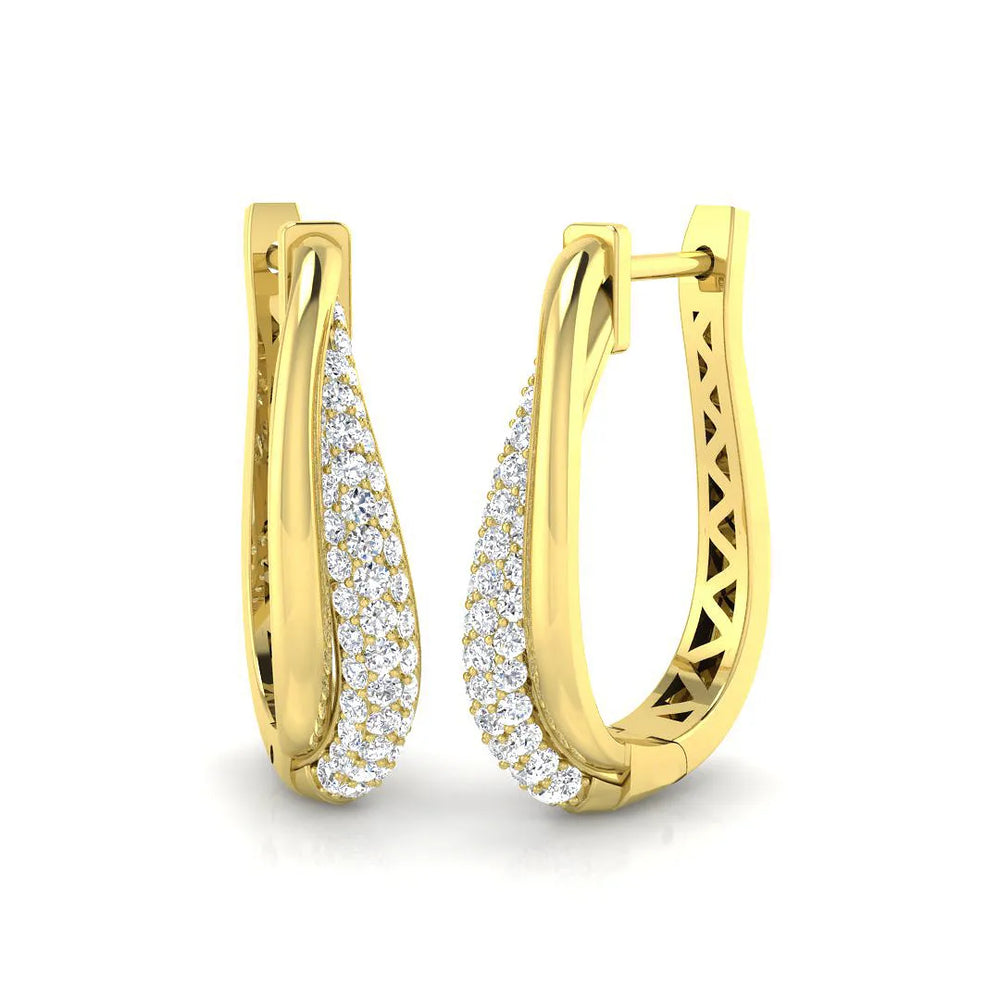 Hoop Earrings - 0.75ct Teardrop Pave Diamond Sparkle