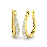 Boucles d'oreilles créoles en or serties de diamants ronds naturels/de synthèse de 0,75 carat - Poinçonnées au Royaume-Uni