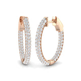 1.75 Ct Natural & Lab-Grown Round Cut Diamond Hoop Earrings | Pavé Setting | 9K/18K Gold, Platinum