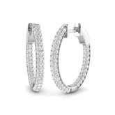 1.75 Ct Natural & Lab-Grown Round Cut Diamond Hoop Earrings | Pavé Setting | 9K/18K Gold, Platinum