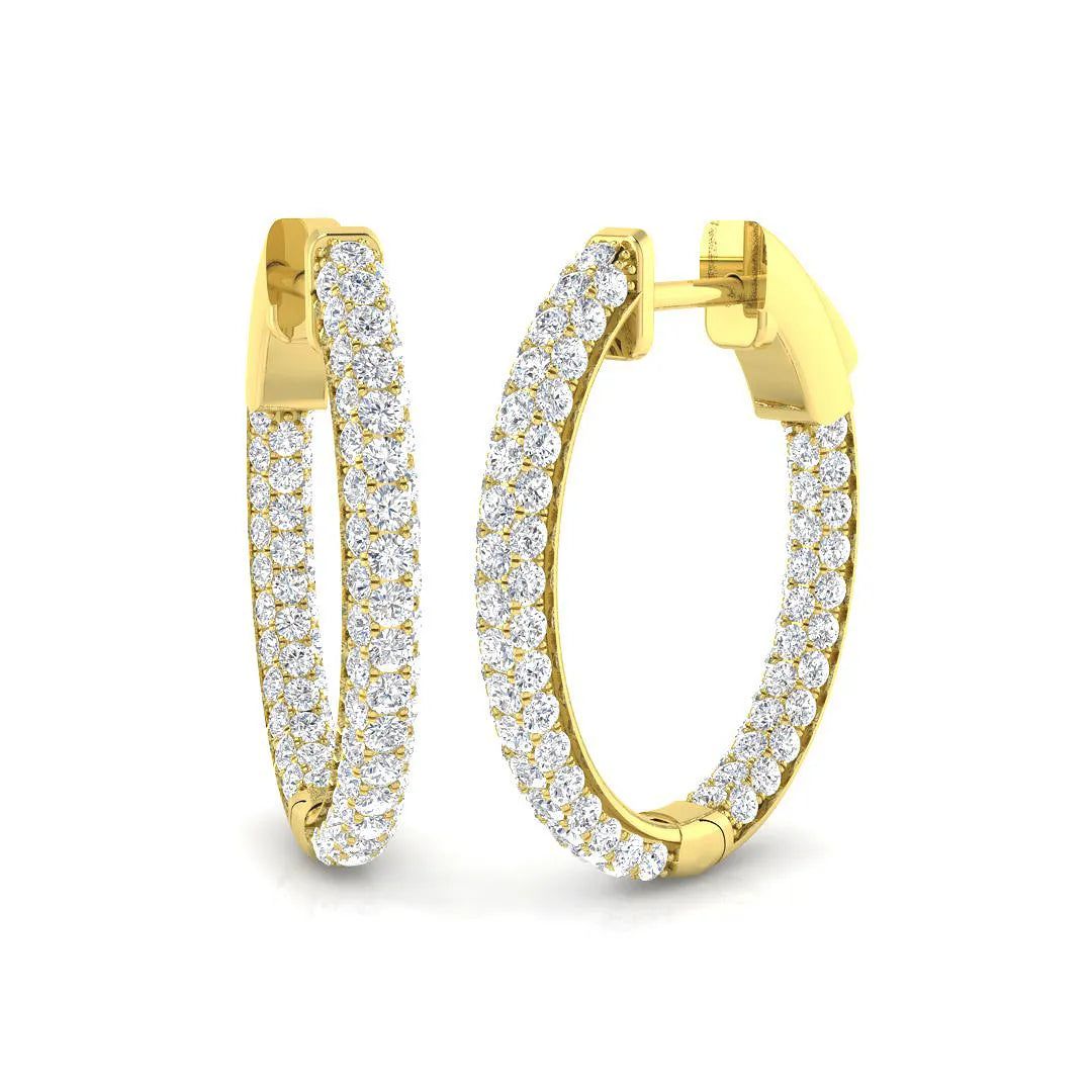 1.80 Ct Natural & Lab-Grown Round Cut Diamond Hoop Earrings | Pavé Setting | 9K/18K Gold, Platinum
