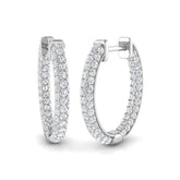 0.80 Ct Natural & Lab-Grown Round Diamond Hoop Earrings | Pavé Setting | 9K/18K Gold, Platinum
