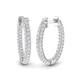 0.80 Ct Natural & Lab-Grown Round Diamond Hoop Earrings | Pavé Setting | 9K/18K Gold, Platinum
