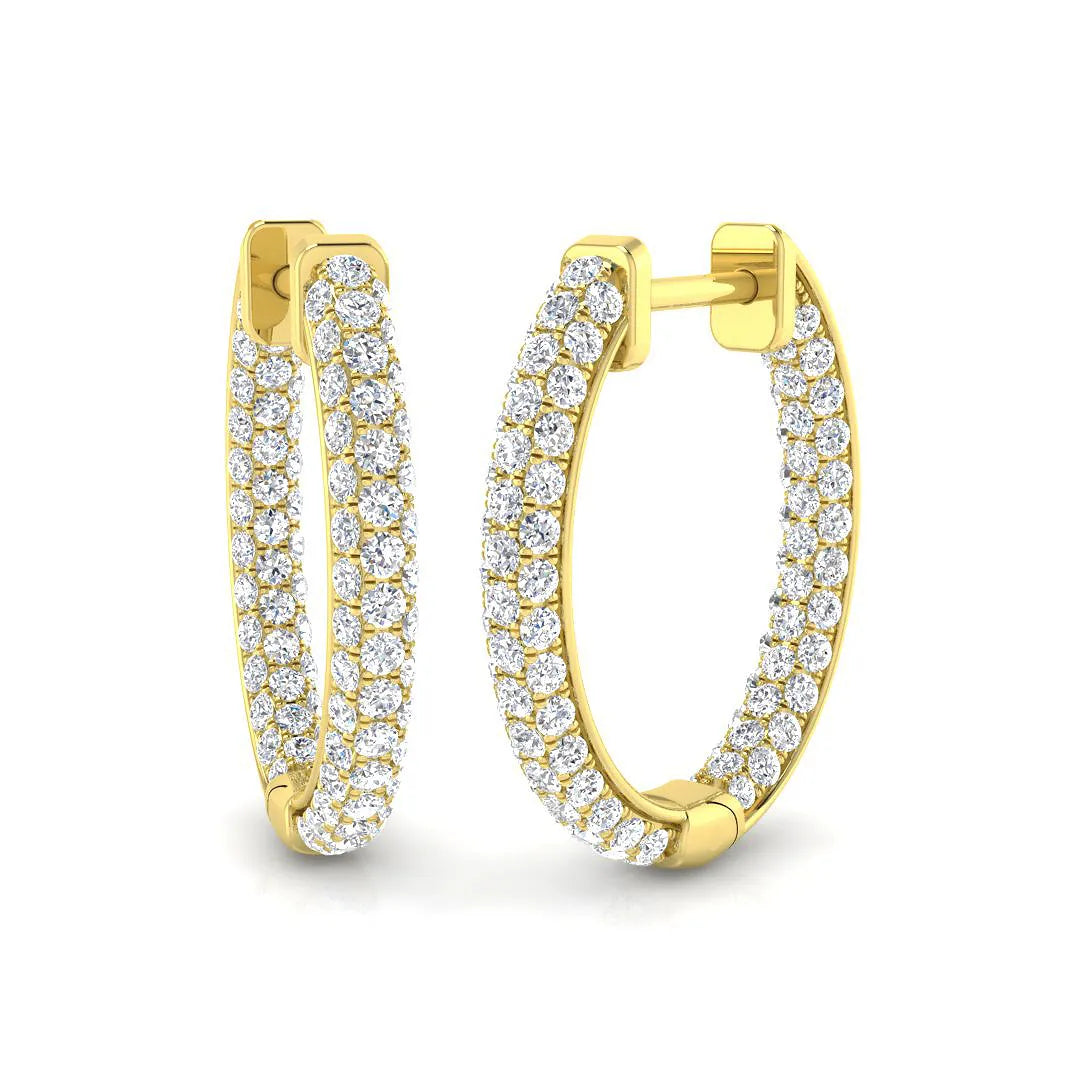 0.80 Ct Natural & Lab-Grown Round Diamond Hoop Earrings | Pavé Setting | 9K/18K Gold, Platinum