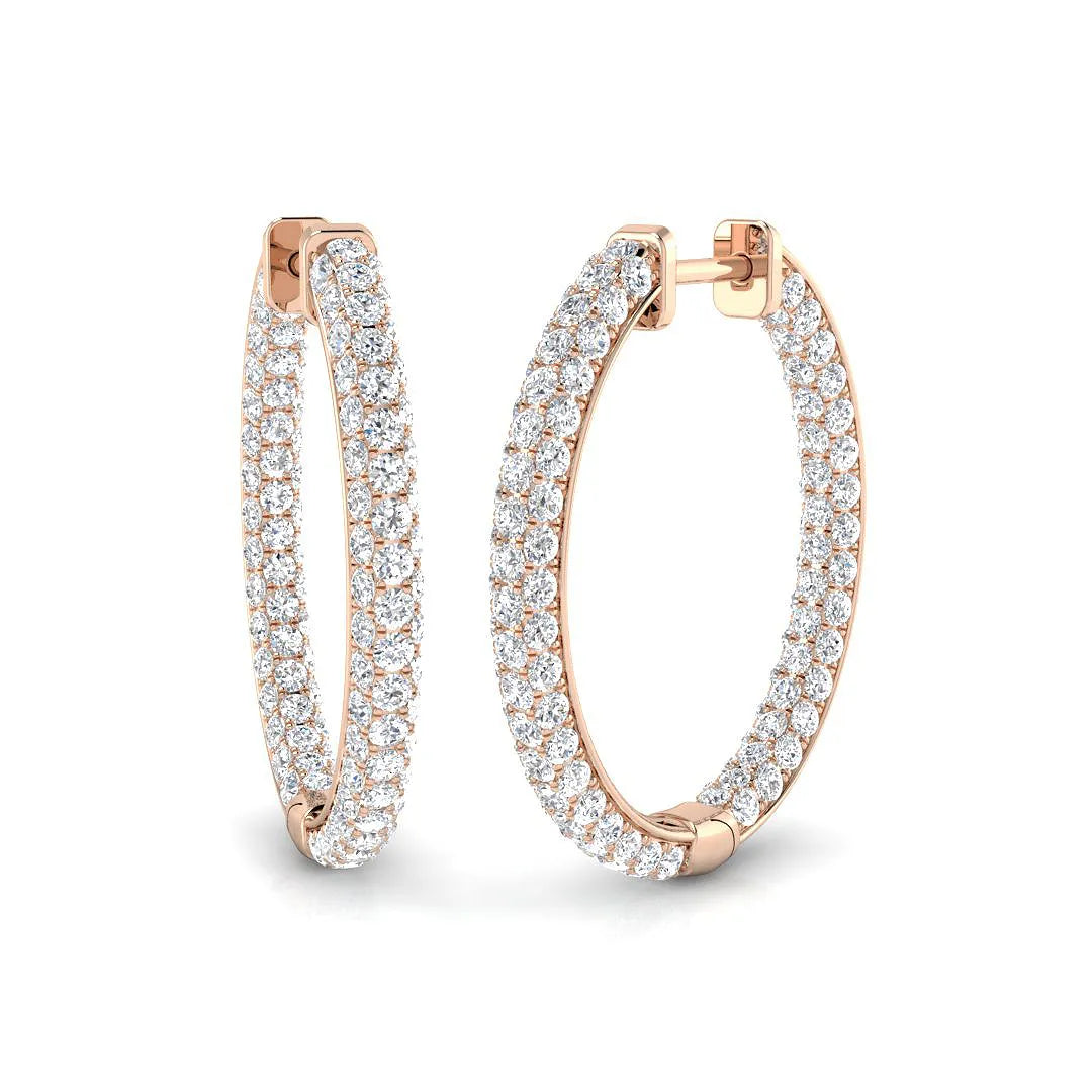 2.50 Carat Natural/Lab-Grown Round Diamond Hoop Earring in Gold - UK Made