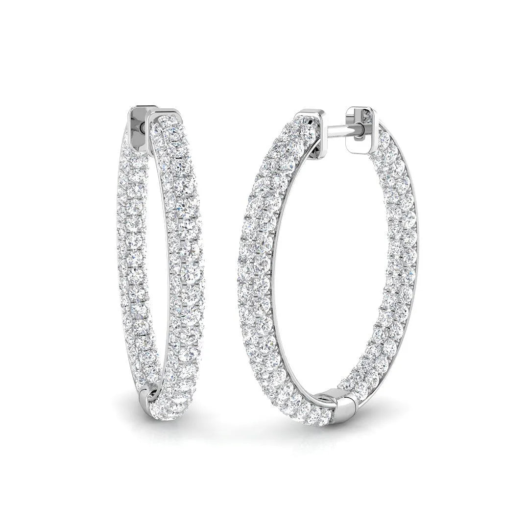 2.50 Carat Natural/Lab-Grown Round Diamond Hoop Earring in Gold - UK Made
