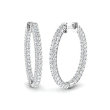 Boucles d'oreilles créoles en or serties de diamants ronds naturels/de synthèse de 2,50 carats - Fabrication britannique