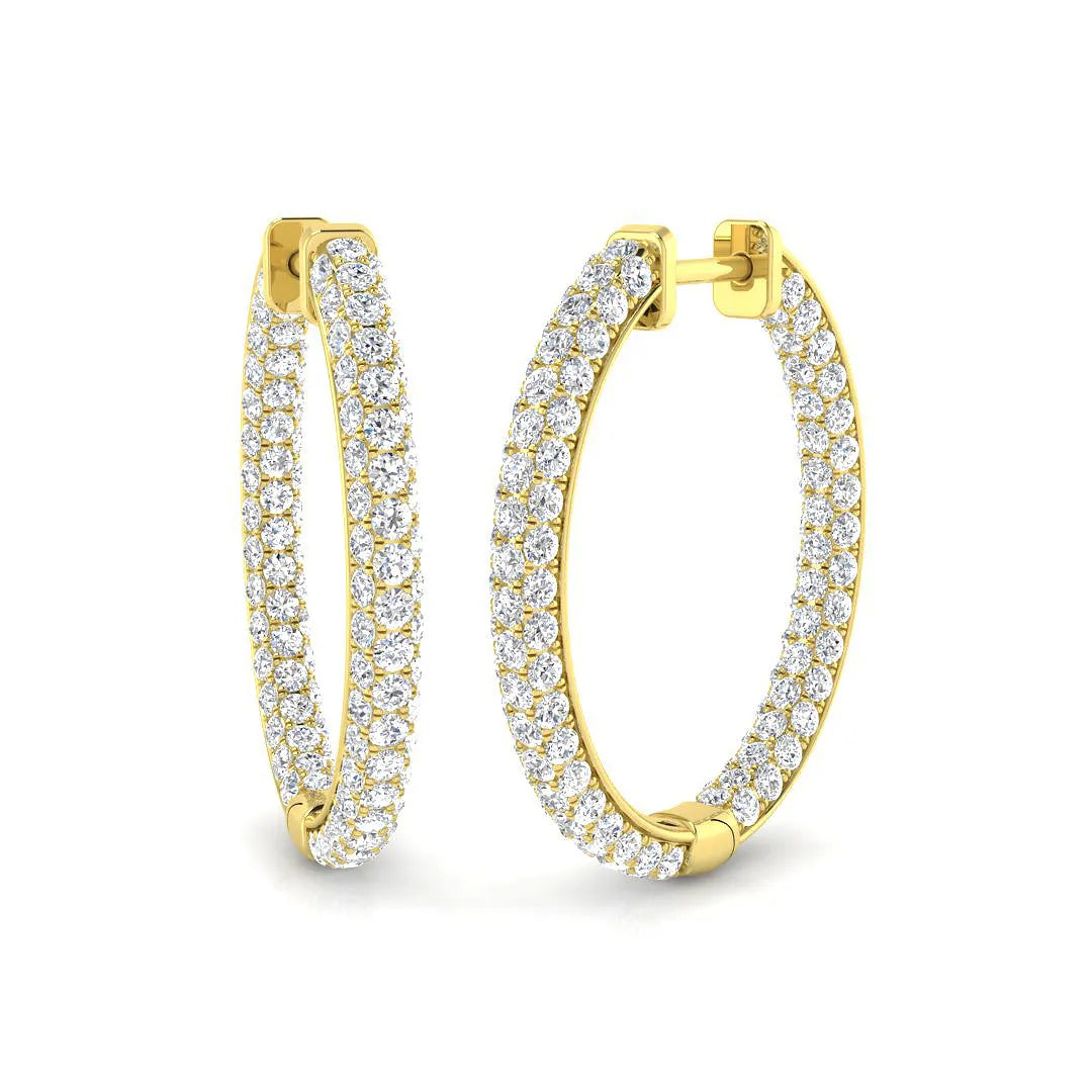 2.50 Carat Natural/Lab-Grown Round Diamond Hoop Earring in Gold - UK Made