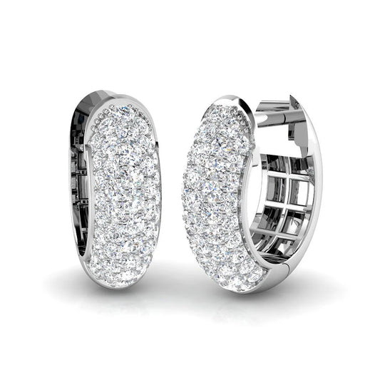 Natural/Lab Grown Round Cut Diamond Hoop Earring in Gold - UK Made