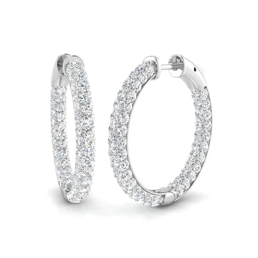 4.50 Carat Natural & Lab-Grown Round Diamond Hoop Earring in Gold - Certified Diamond