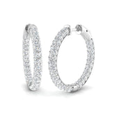 4.50 Carat Natural & Lab-Grown Round Diamond Hoop Earring in Gold - Certified Diamond