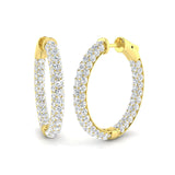 4,50 Karat natürlicher und im Labor gezüchteter runder Diamant-Creolen in Gold - Zertifizierter Diamant