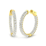 4.50 Carat Natural & Lab-Grown Round Diamond Hoop Earring in Gold - Certified Diamond