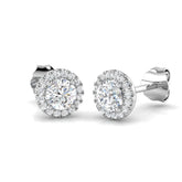 Lab Grown Round Cut Diamond Halo Earrings | 0.25Ct to 2.50Ct