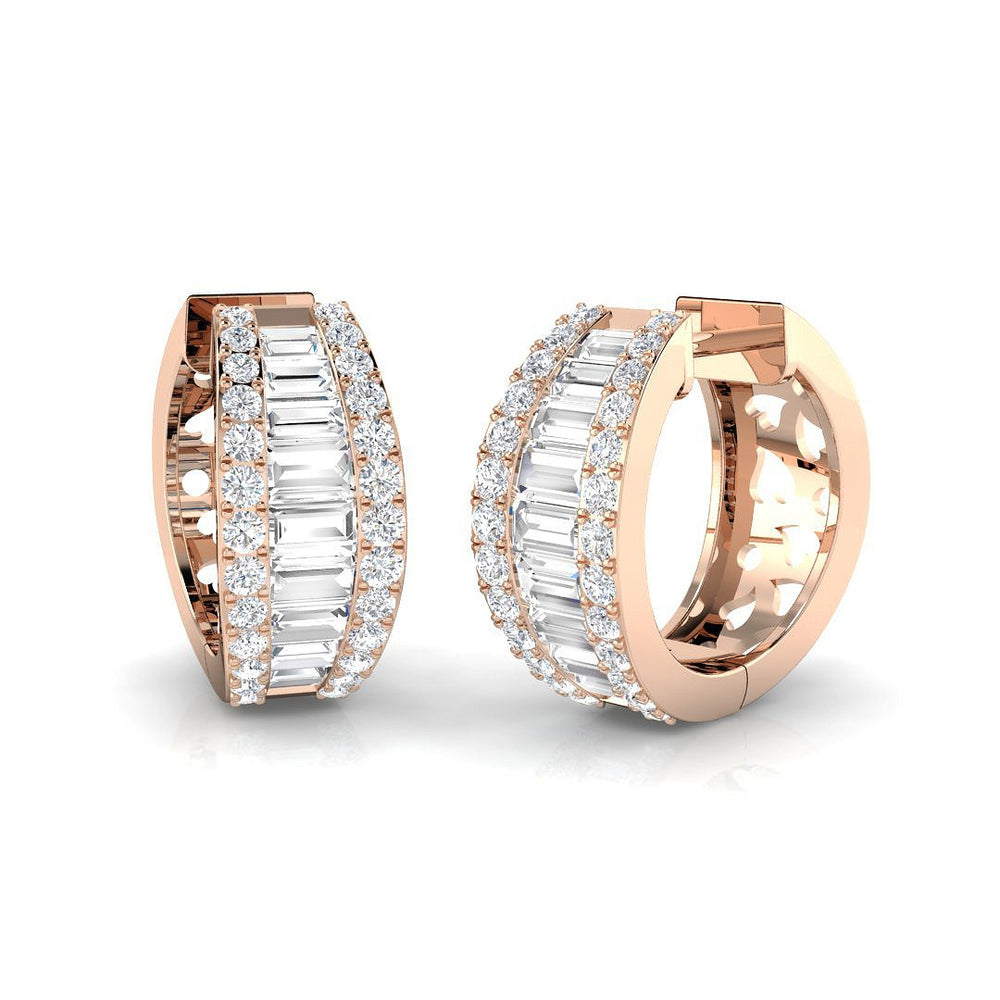 Hoop Earrings with Triple Row Mixed Diamonds | 1.5ct-2.5ct