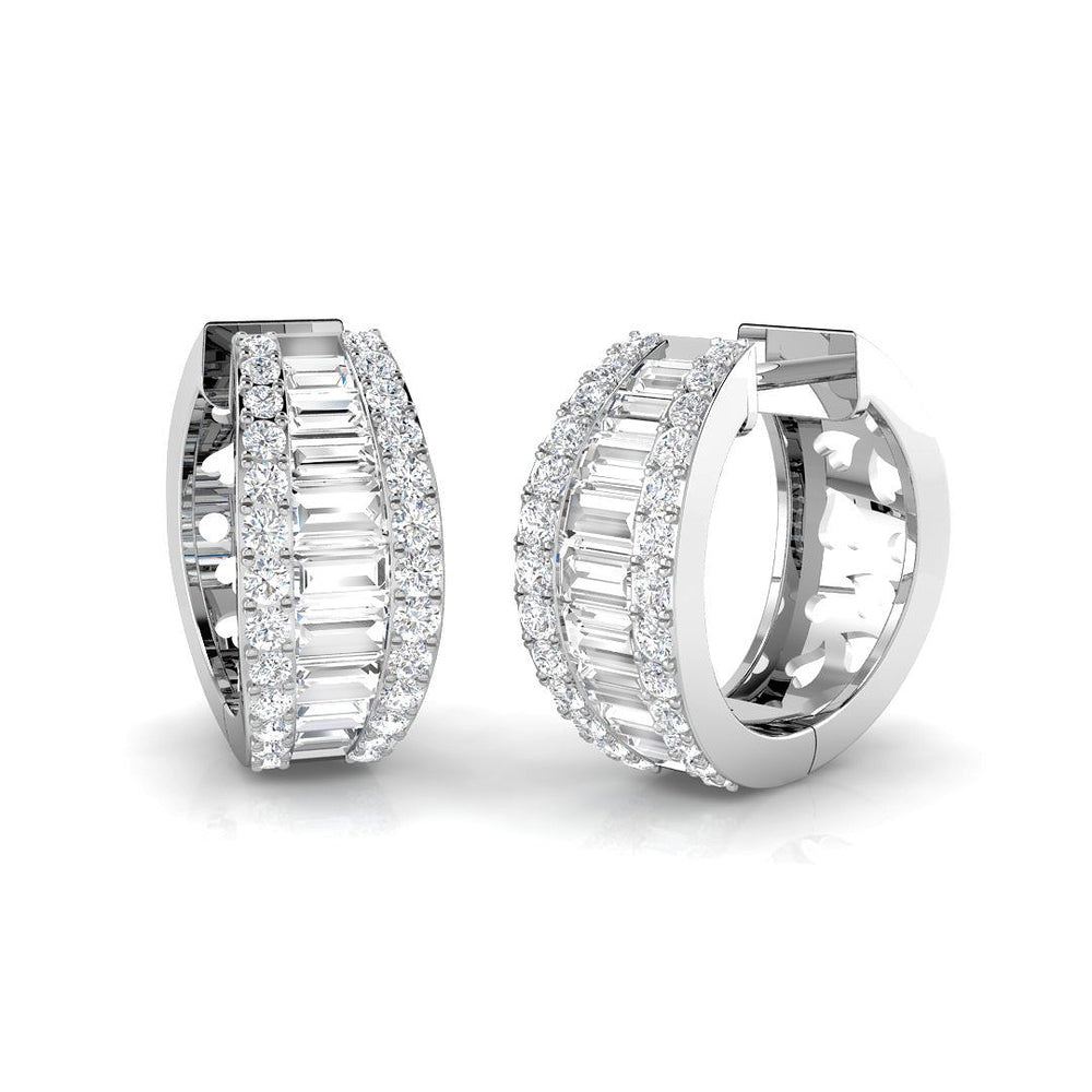 Hoop Earrings with Triple Row Mixed Diamonds | 1.5ct-2.5ct