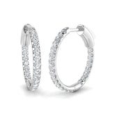 1.50 Carat Natural & Lab-Grown Round Cut Diamond Hoop Earrings | Pavé Setting