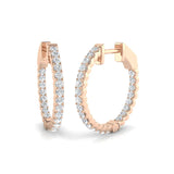 Natural & Lab-Grown Round Cut Diamond Hoop Earrings | French Pavé Setting | 9K/18K Gold, Platinum
