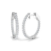 Natural & Lab-Grown Round Cut Diamond Hoop Earrings | French Pavé Setting | 9K/18K Gold, Platinum