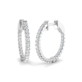 Natural & Lab-Grown Round Cut Diamond Hoop Earrings | French Pavé Setting | 9K/18K Gold, Platinum
