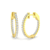 Natural & Lab-Grown Round Cut Diamond Hoop Earrings | French Pavé Setting | 9K/18K Gold, Platinum