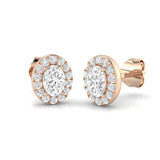3.00 Ct Lab Grown Oval Cut Diamond Halo Earrings | DE/VVS