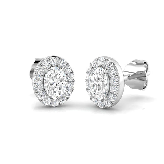 3.00 Ct Lab Grown Oval Cut Diamond Halo Earrings | DE/VVS