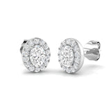 3.00 Ct Lab Grown Oval Cut Diamond Halo Earrings | DE/VVS