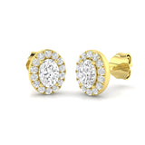 3.00 Ct Lab Grown Oval Cut Diamond Halo Earrings | DE/VVS