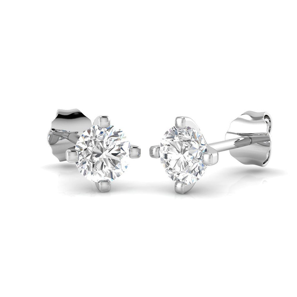 Solitaire Diamond Earrings with Round Brilliant Cut