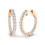 Natural/Lab-Grown Round Cut Diamond Hoop Earring in Gold - UK Hallmarked