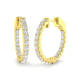 Natural/Lab-Grown Round Cut Diamond Hoop Earring in Gold - UK Hallmarked