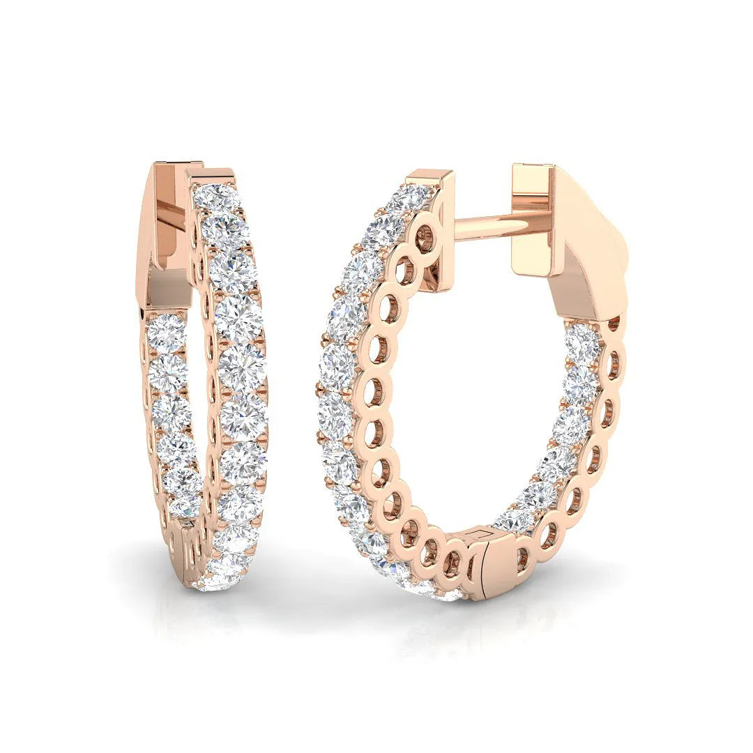 0.75 Carat Natural/Lab-Grown Round Cut Diamond Hoop Earring in Gold-Made UK