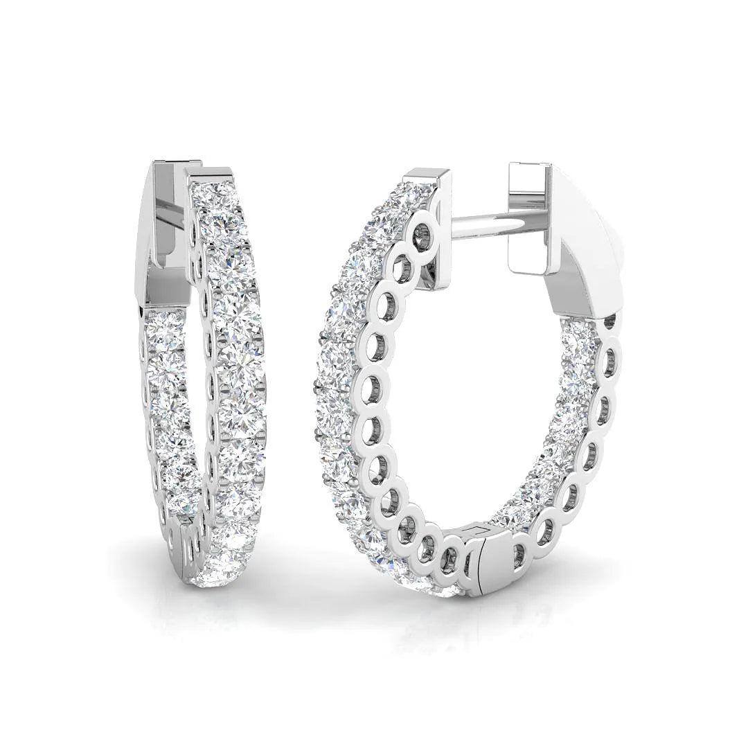 0.75 Carat Natural/Lab-Grown Round Cut Diamond Hoop Earring in Gold-Made UK