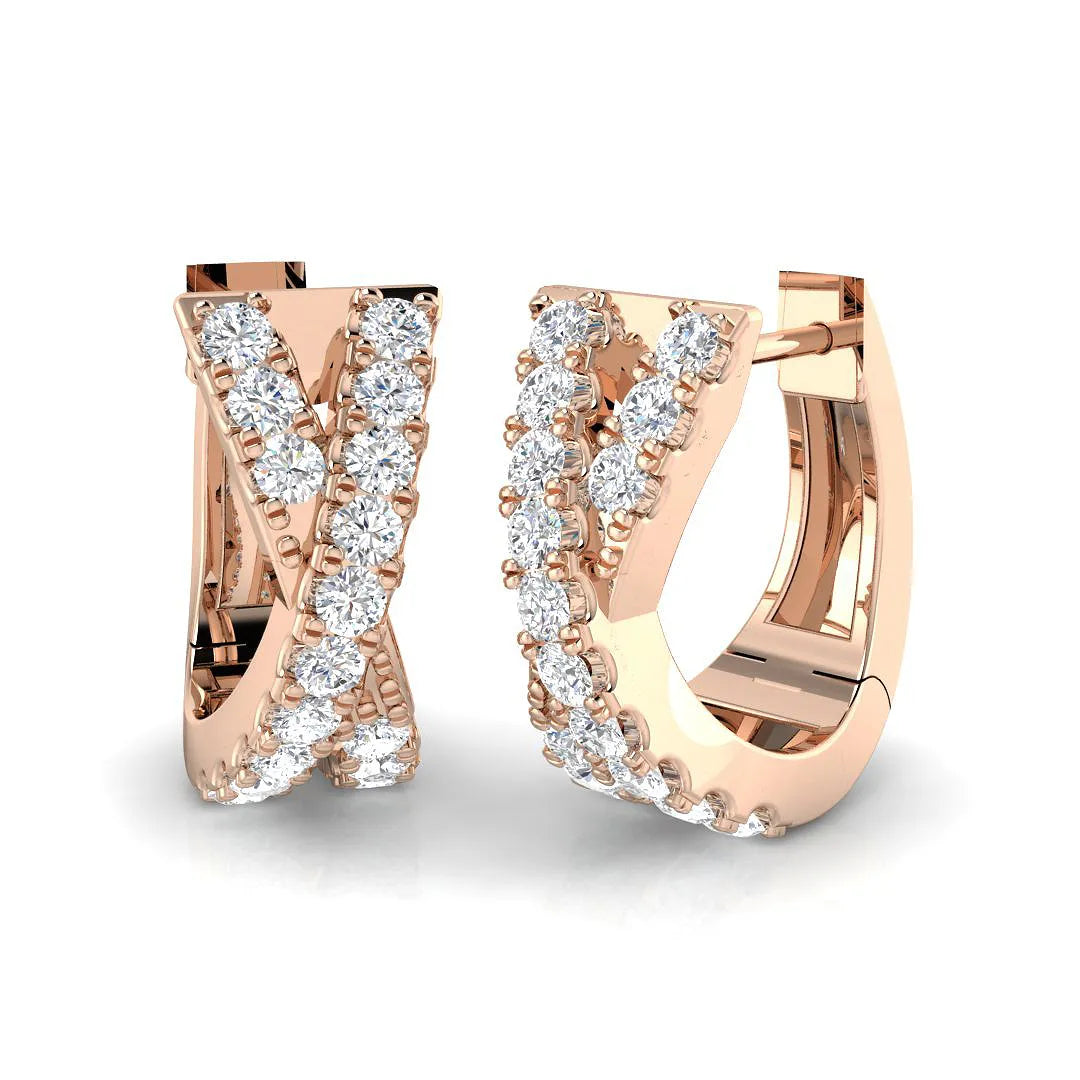 Natural/Lab-Grown Round Diamond Hoop Earring in Gold - UK Hallmarked
