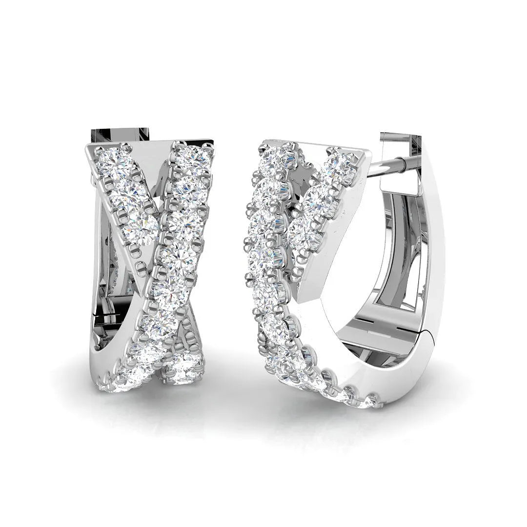 Natural/Lab-Grown Round Diamond Hoop Earring in Gold - UK Hallmarked