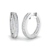 Natural F/VS Princess Cut Diamond Hoop Earring in Gold - UK Made