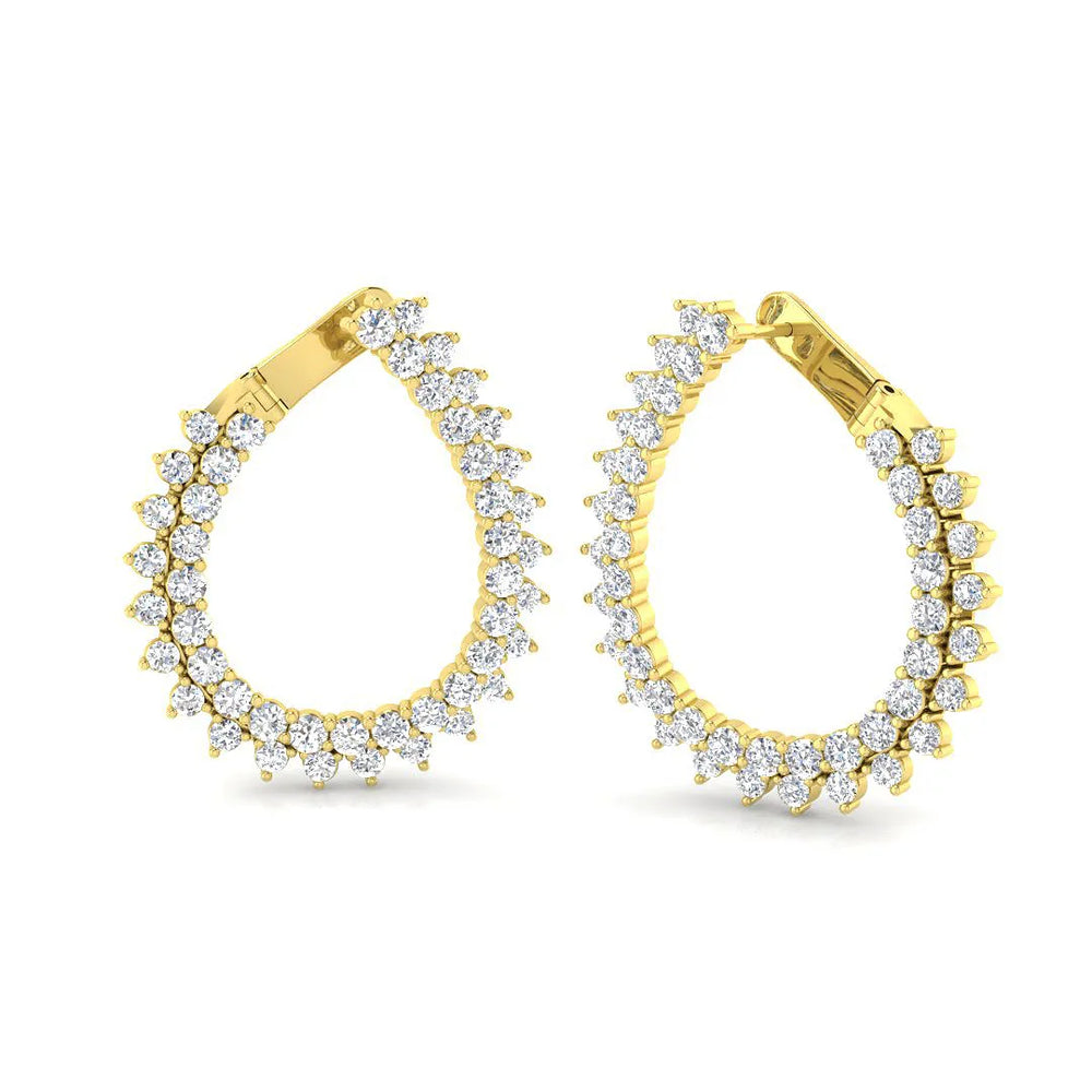 Hoop Earrings - 1 Carat Pear Shaped Diamond Loop