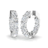 8.75 Ct Natural & Lab-Grown Round Cut Diamond Hoop Earrings | Prong Set