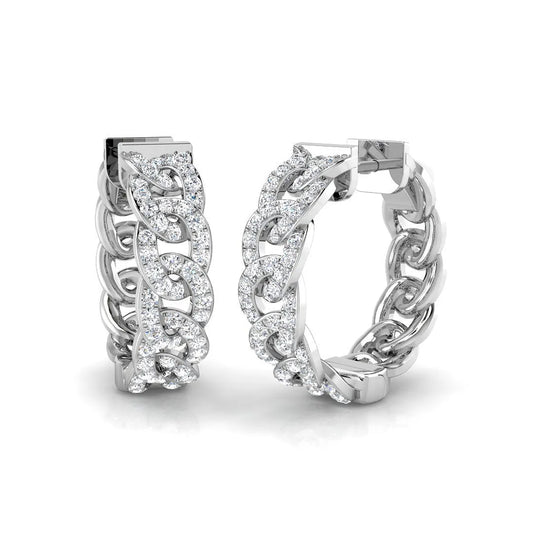 1.00 Carat Natural/Lab-Grown Round Diamond Hoop Earring in Gold - UK Made