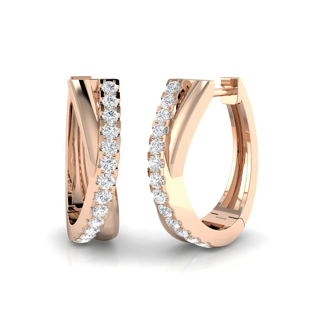 Natural & Lab-Grown Round Diamond Hoop Earring in Gold - UK Made