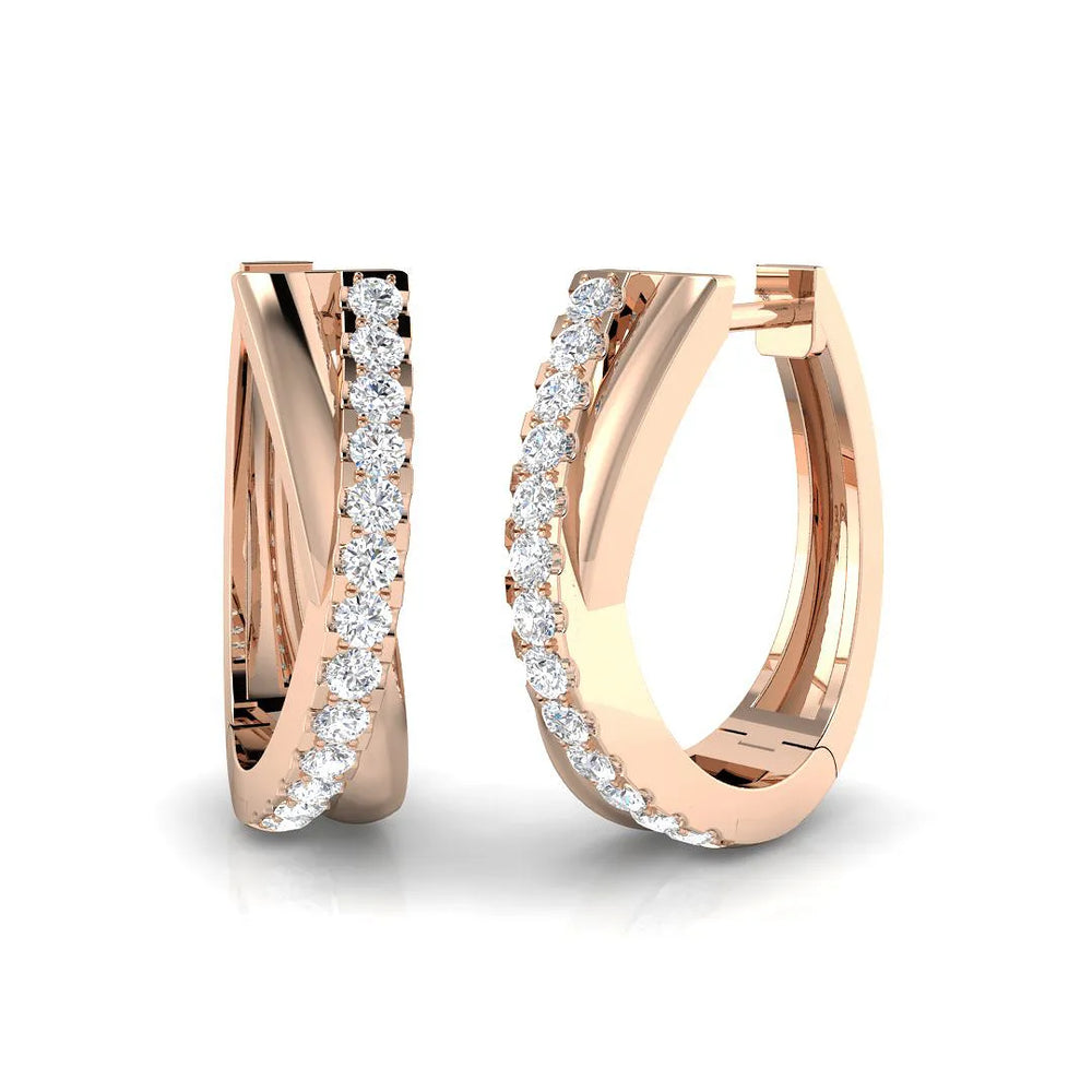 Hoop Earrings - Geometric 0.5ct Twist Design Diamond