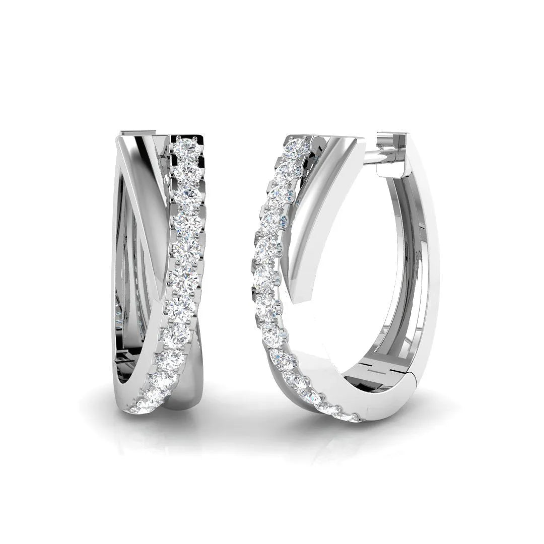 Natural & Lab-Grown Round Diamond Hoop Earring in Gold - UK Made