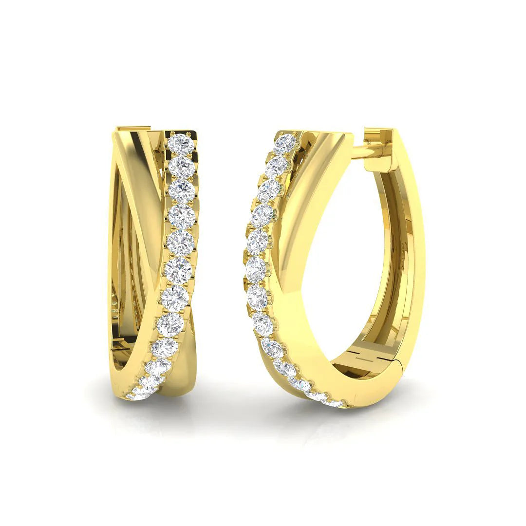 Natural & Lab-Grown Round Diamond Hoop Earring in Gold - UK Made