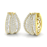 Natural & Lab-Grown Round & Baguette Diamond Hyperbola Hoop Earrings