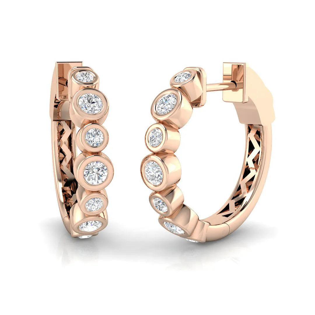 Natural & Lab-Grown Diamond Hoop Earrings in Bezel Setting | 0.50 Carat