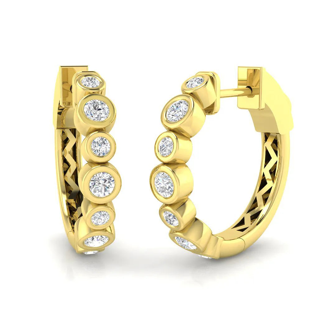 Natural & Lab-Grown Diamond Hoop Earrings in Bezel Setting | 0.50 Carat