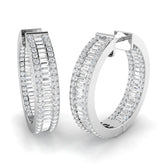 Baguette & Round Diamond Hoop Earring | Natural & Lab-Grown Diamonds | 2.50-3.50 Carat